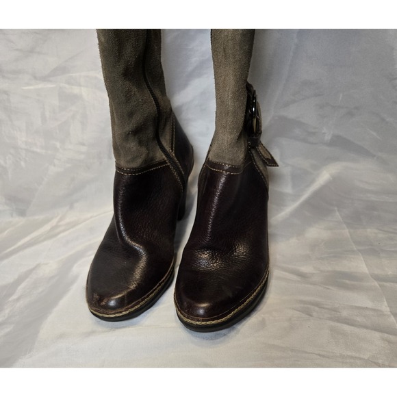 Naturalizer Dandy Knee High Sz 6.5 Comfort Leather Suede Brown Boots 3" heels - Picture 4 of 11